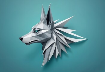 Wall Mural - 3d mythical Anubis wolf fox with poly style	