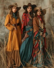 Poster -  beautiful women, full body with legs, western religious clothing