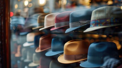 Wall Mural - Hat Store. Mannequins wearing stylish hats and caps in a vintage clothing store