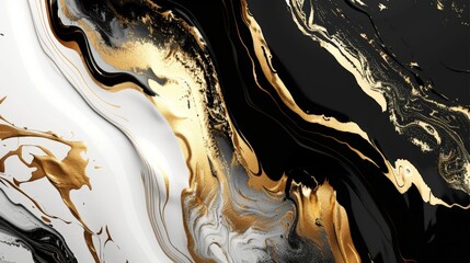 Wall Mural - black and gold liquid marble background