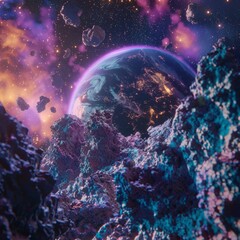 Wall Mural - ultra realistic , space cinematic scene , psychedelic , lsd, interstella