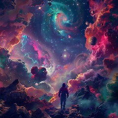 Wall Mural - ultra realistic , space cinematic scene , psychedelic , lsd, interstella
