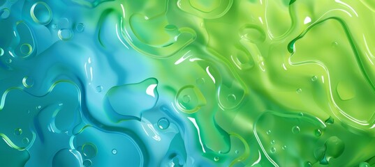 Wall Mural - abstract background made from green and blue jello. gloss shiny glass wallpaper. smooth liquid textu