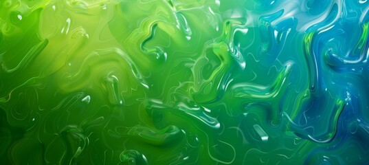 Wall Mural - abstract background made from green and blue jello. gloss shiny glass wallpaper. smooth liquid textu