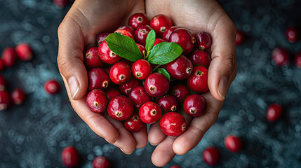 fresh organic cherries in hands