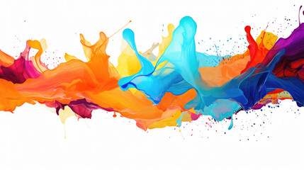 Wall Mural - Abstract paint splashes isolated on white background., generative ai