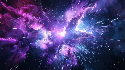 Wall Mural - The background animation has an abstract colorful light ray of power electric magnetic structure in pink & purple. A bright round energy structure is described in VFX design elements.