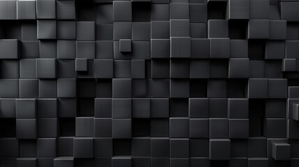 Poster - Dark squares abstract background with realistic cubes.