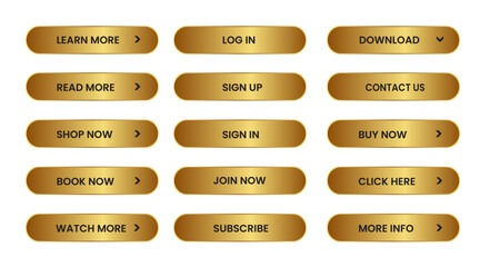 Wall Mural - Web Buttons set. shining gold. Vector EPS 10