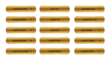 Web Buttons set. shining gold. Vector EPS 10