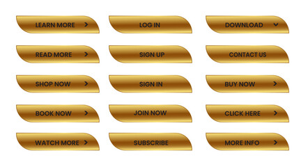 Wall Mural - Web Buttons set. shining gold. Vector EPS 10
