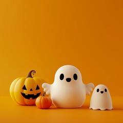 Wall Mural - Halloween decorations on a yellow background