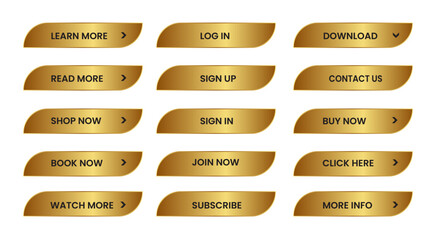 Wall Mural - Web Buttons set. shining gold. Vector EPS 10