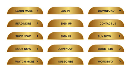Wall Mural - Web Buttons set. shining gold. Vector EPS 10
