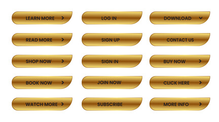 Web Buttons set. shining gold. Vector EPS 10