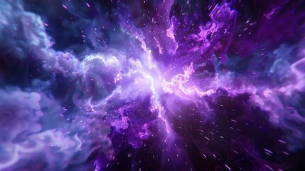 Wall Mural - An abstract colorful lights background animation of power ray of energy electric magnetic particle. Pink and purple space particles in a bright round structure.