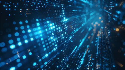 Poster - cyberspace concept with particles and digital network connections.