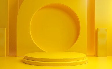 Poster - An abstract display podium platform for advertising and marketing. Minimal scene backdrop with clean design. Empty pedestal for a mock-up.