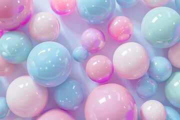Poster - Background with abstract pastel spheres