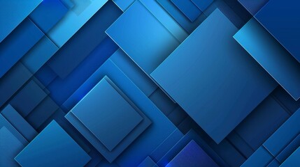 Poster - Stylish blue and gray glossy squares abstract tech banner design with layers of transparent material in random geometric shapes.