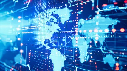 Poster - Global connections and data transfer concept background animation
