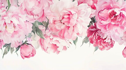 Poster - A painting of pink flowers with a white background