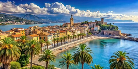 Poster - Beautiful coastal town in the Var region of France with palm trees and stunning views, Hy?res, Palmiers, Var