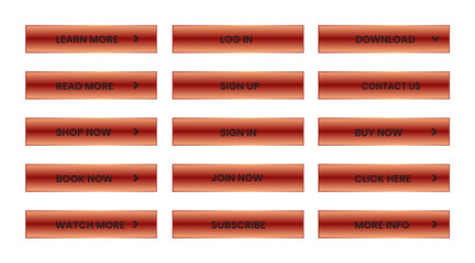 Wall Mural - Web apps Buttons set. Red shiny reflected. Vector EPS 10
