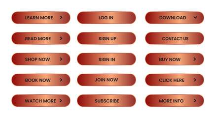 Wall Mural - Web apps Buttons set. Red shiny reflected. Vector EPS 10