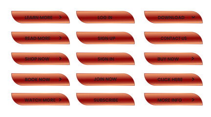 Wall Mural - Web apps Buttons set. Red shiny reflected. Vector EPS 10