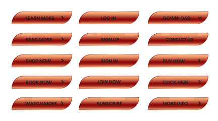 Wall Mural - Web apps Buttons set. Red shiny reflected. Vector EPS 10