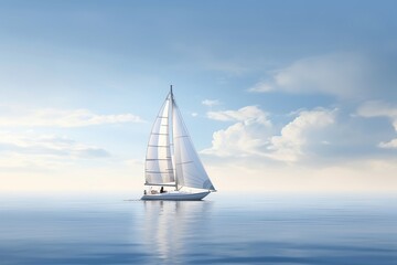 Poster - Sailing yacht watercraft sailboat.