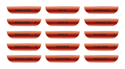 Wall Mural - Web apps Buttons set. Red shiny reflected. Vector EPS 10