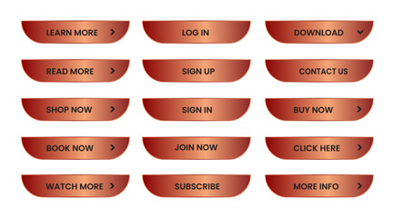 Wall Mural - Web apps Buttons set. Red shiny reflected. Vector EPS 10