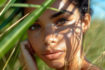 Poster - Latina Brazilian girl skin nature contemplation.