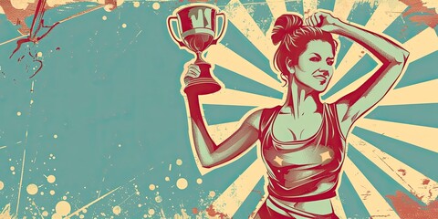 Wall Mural - Woman Holding Trophy Against Clear Sky