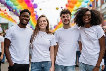 Wall Mural - Diverse teen men and women standing smiling portrait people adult.