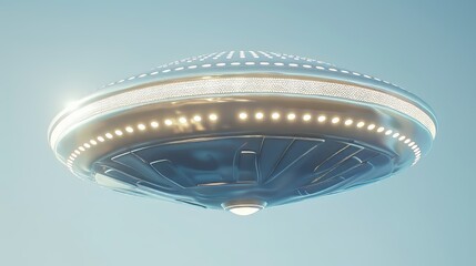 Wall Mural - glowing futuristic ufo with crystallized surface and bright lights