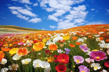 Poster - Flower field landscape nature backgrounds.