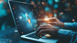 © Natali - Startup business concept, Businessman use laptop with virtual screen of rocket icon and up arrow for fast start up business. Strategic planning and business success
