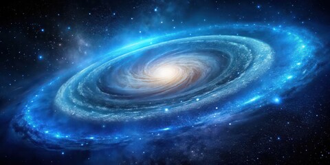 Wall Mural - Blue spiral galaxy with bright stars and cosmic dust, astronomy, space, galaxy, spiral, blue, stars, cosmic, dust