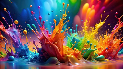 Wall Mural - Colorful paint splashes on abstract background, paint, splatter, vibrant, colorful, background, art, texture, bright,