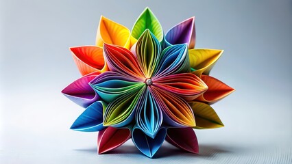 Sticker - Colorful abstract origami flower with vibrant colors and intricate folds, origami, flower, colorful, vibrant, abstract, paper