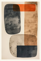 Poster - Minimalist abstract art print. Watercolor wall art. Modern painting. Created with Generative AI technology