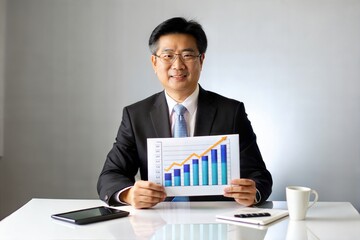 Wall Mural - Asian Financial Director Presenting Annual Budget and Financial Goals
