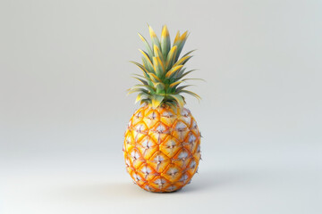 close up isolated image of a pineapple over a white background, copy space