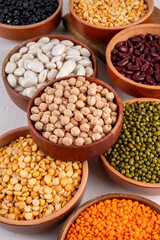 Canvas Print - Various dried legumes, lentils, chikpeas, beans assortment