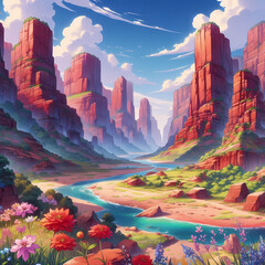 Wall Mural - canyon landscapes anime style