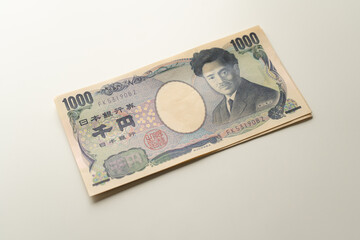 Wall Mural - Japanese Yen banknote on white background