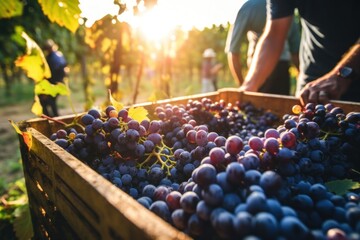 Canvas Print - Farm harvesting outdoors vineyard.